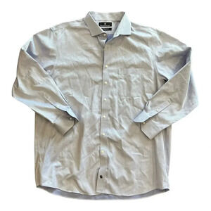 Hart Schaffner Marx Blue Striped Pima Cotton Dress Shirt 17.5